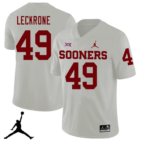 Jordan Brand Men #49 Matthew Leckrone Oklahoma Sooners 2018 College Football Jerseys Sale-White